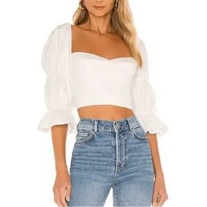 Amanda Uprichard Cream Crop Top